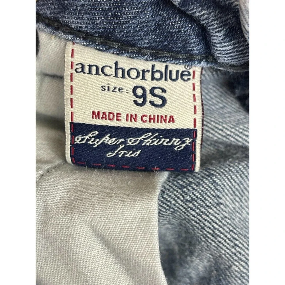 Anchor Blue Juniors 9S Skinny Jeans Low Rise Stretch Regular‎ Fit Blue Denim